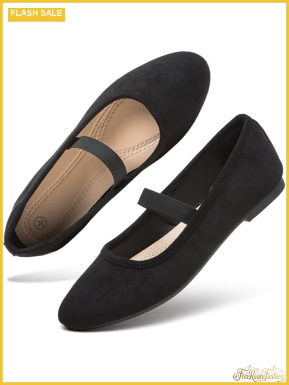 Faux Suede Mary Janes Ballet Flats Memory Foam Round Toe Dress Shoes